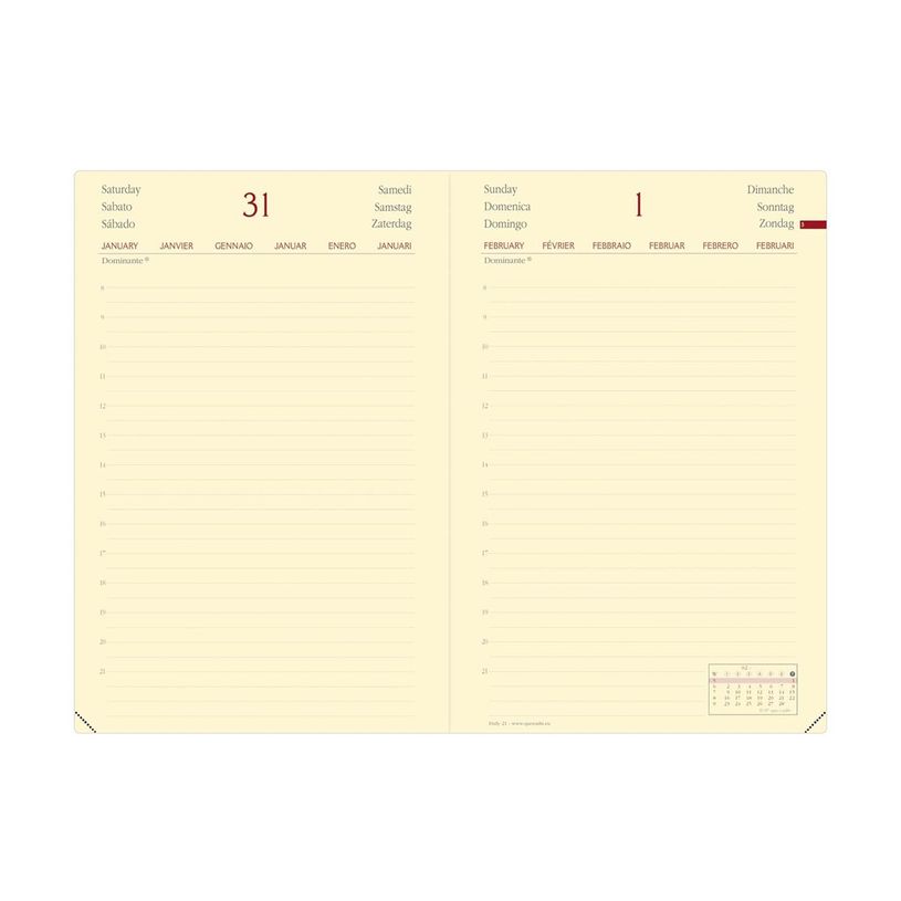 3371010503186-Quo Vadis - Agenda Année Civile - DAILY 21 PRESTIGE fas Multilingue - Couverture Silk avec élastique - Vert d'eau - 13x21 cm  Journalier - 12 m-P_405244052_4-2