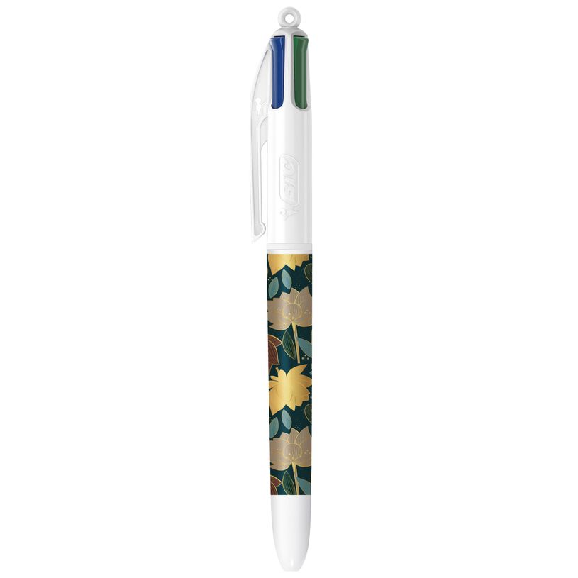 3086124107334-BIC 4 Couleurs Décors Flower Stylo-Bille Rétractable et Rechargeable Pointe Moyenne (1,0-P_405244320_1-0