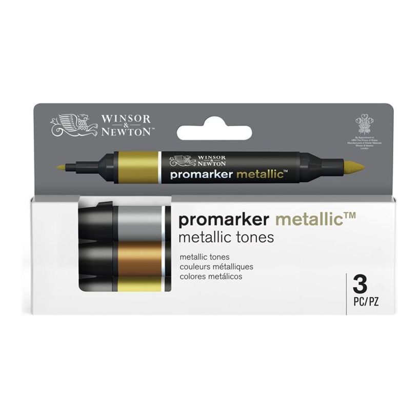 884955097205-WINSOR & NEWTON - ProMarker tons metallic - marqueur double pointe - argent métallique or rouge métallisé or métallisé - encre à base de colo-P_405244933_2-1