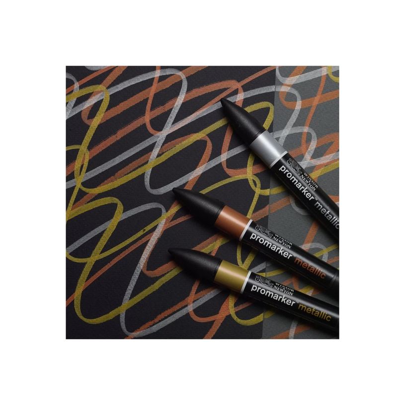 884955097205-WINSOR & NEWTON - ProMarker tons metallic - marqueur double pointe - argent métallique or rouge métallisé or métallisé - encre à base de colo-P_405244933_4-3