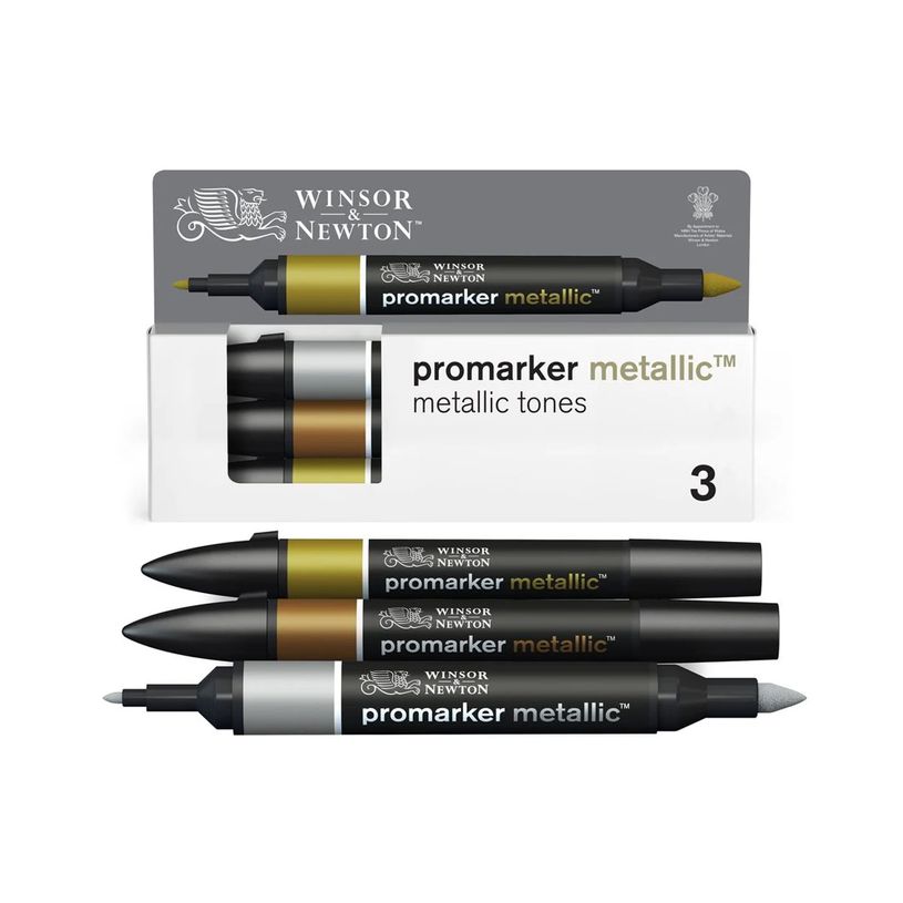 884955097205-WINSOR & NEWTON - ProMarker tons metallic - marqueur double pointe - argent métallique or rouge métallisé or métallisé - encre à base de colo-P_405244933_6-2