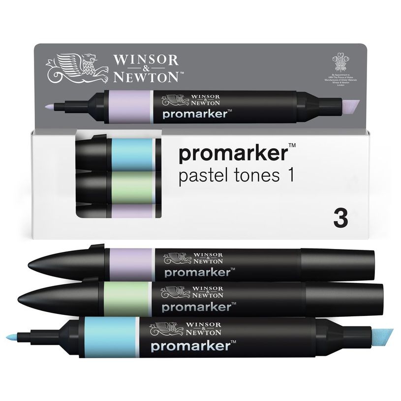884955097212-WINSOR & NEWTON - ProMarker tons pastel 1 - marqueur double pointe - bleu polaire vert prairie lavande - encre à base de colo-P_405244934_1-0