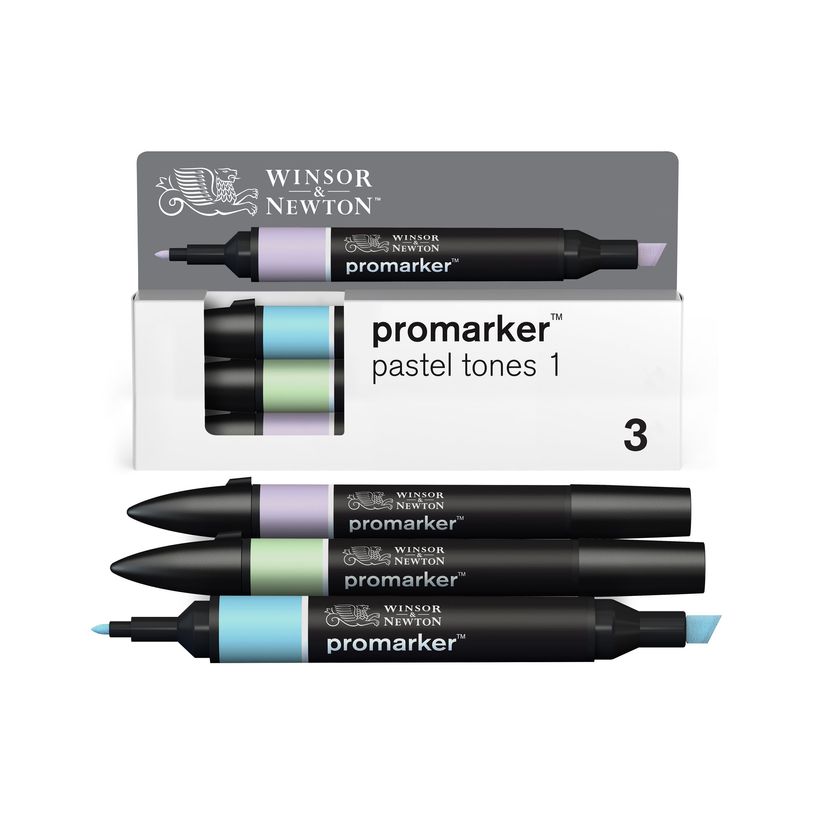 884955097212-WINSOR & NEWTON - ProMarker tons pastel 1 - marqueur double pointe - bleu polaire vert prairie lavande - encre à base de colo-P_405244934_3-3