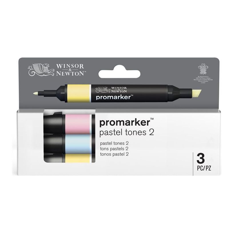884955097229-WINSOR & NEWTON - ProMarker tons pastel 2 - marqueur double pointe - rose pâle bleu pastel bouton d'or - encre à base de colo-P_405244935_2-2