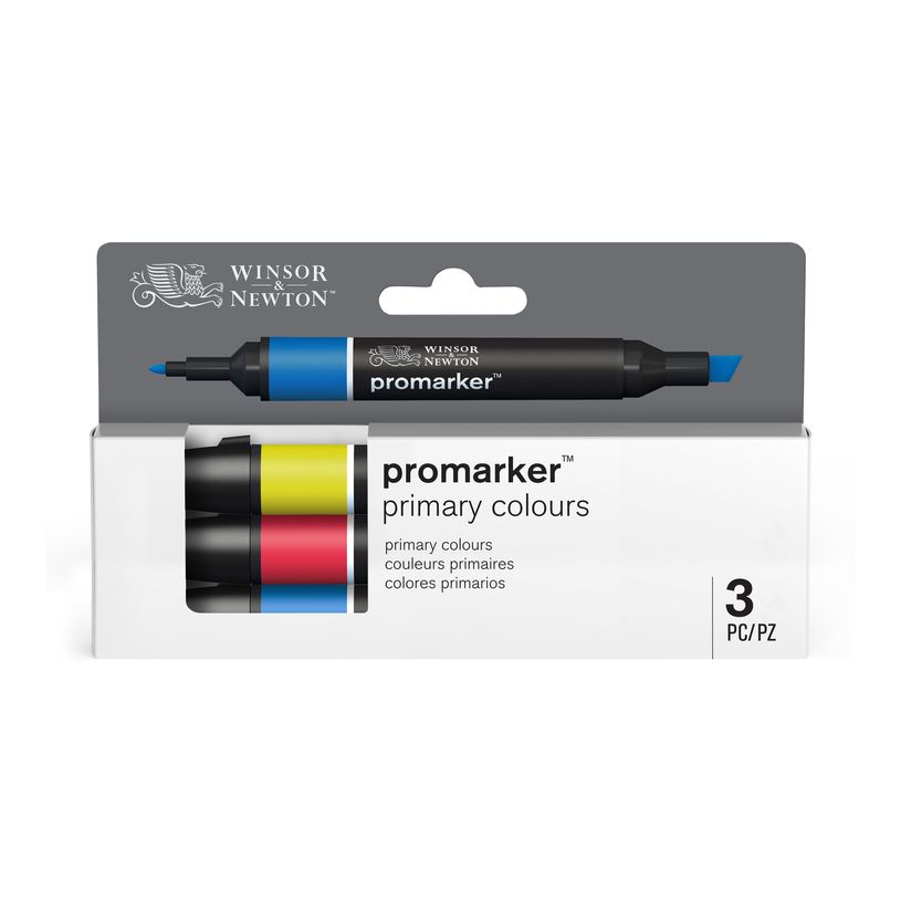 884955097243-WINSOR & NEWTON - ProMarker couleurs primaire - marqueur double pointe - jaune rouge vrai bleu - encre à base de colo-P_405244937_3-2