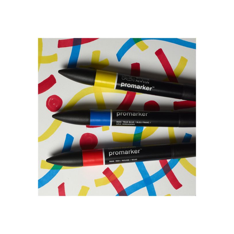 884955097243-WINSOR & NEWTON - ProMarker couleurs primaire - marqueur double pointe - jaune rouge vrai bleu - encre à base de colo-P_405244937_4-5