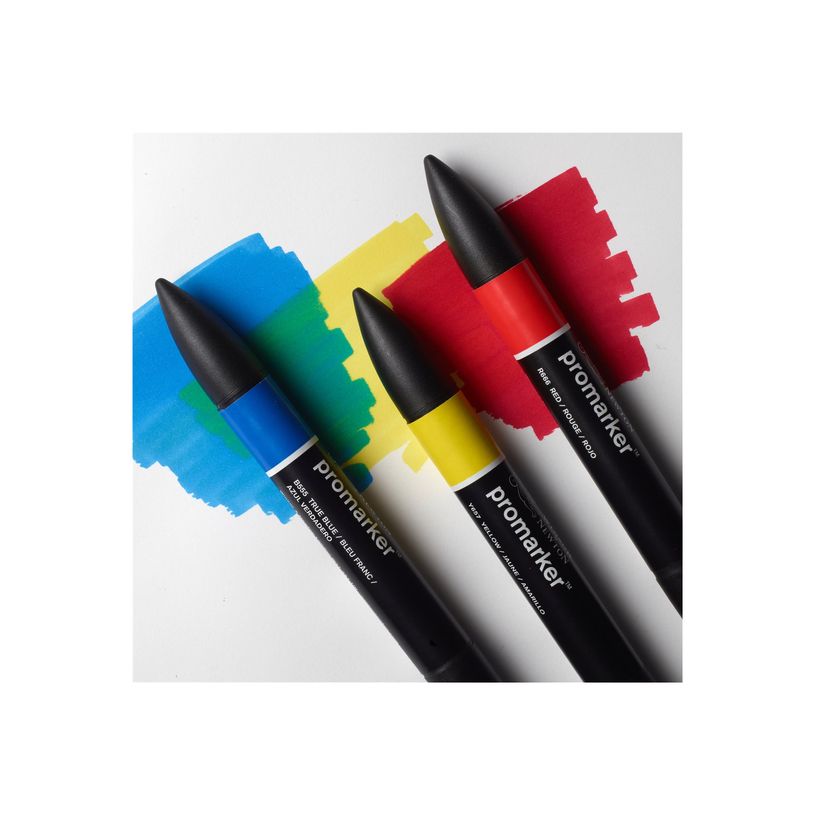 884955097243-WINSOR & NEWTON - ProMarker couleurs primaire - marqueur double pointe - jaune rouge vrai bleu - encre à base de colo-P_405244937_6-4