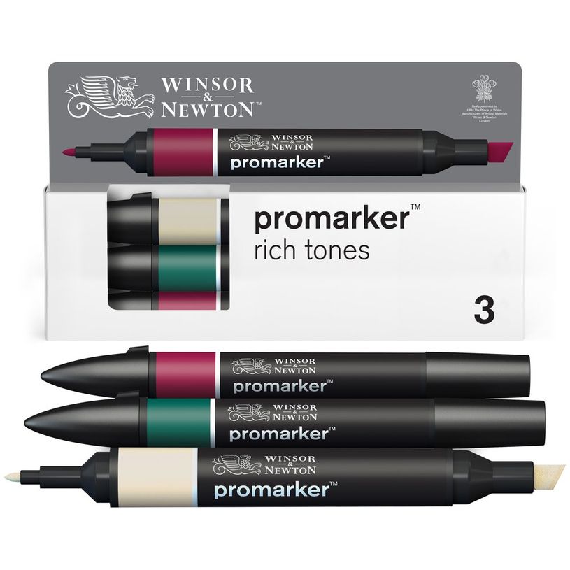 884955097250-WINSOR & NEWTON - ProMarker tons rich - marqueur double pointe - ivoire houx bordeaux - encre à base de colo-P_405244938_1-0