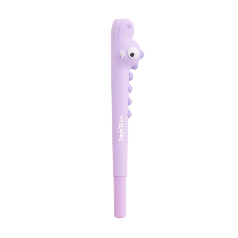8422593119938-Stylo gel en forme de crocodile mauve Back2Fun -  papeterie fun pour enfants. --1