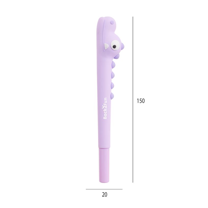 8422593119938-Stylo gel en forme de crocodile mauve Back2Fun -  papeterie fun pour enfants. --2