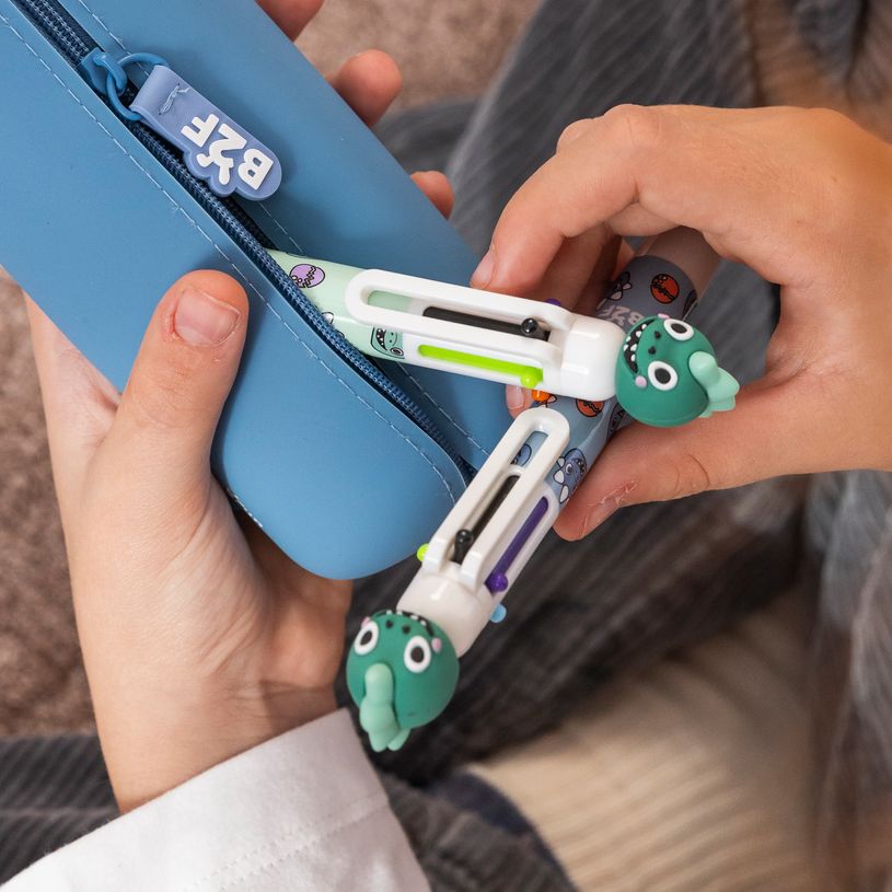 8422593119198-Back2Fun -  stylo vert -   6 couleurs à tête de dinosaure : amusant et pratique pour les enfants--1