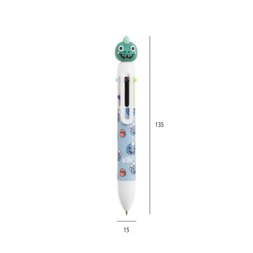 8422593119969-Back2Fun -  stylo bleu -   6 couleurs à tête de dinosaure : amusant et pratique pour les enfants--1