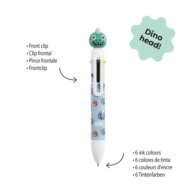 8422593119969-Back2Fun -  stylo bleu -   6 couleurs à tête de dinosaure : amusant et pratique pour les enfants--2
