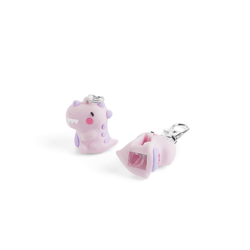 8422593119983-Back2Fun – Taille-crayons en silicone Dinos rose avec porte-clés intégré -  idéal pour les enfant--1