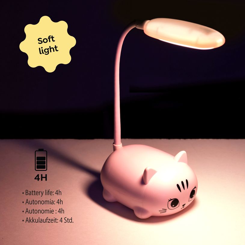 8422593133361-Back2Fun -  Mini lampe chat pour enfants -  LED douce -  col flexible -  idéale pour étudier ou comme--3