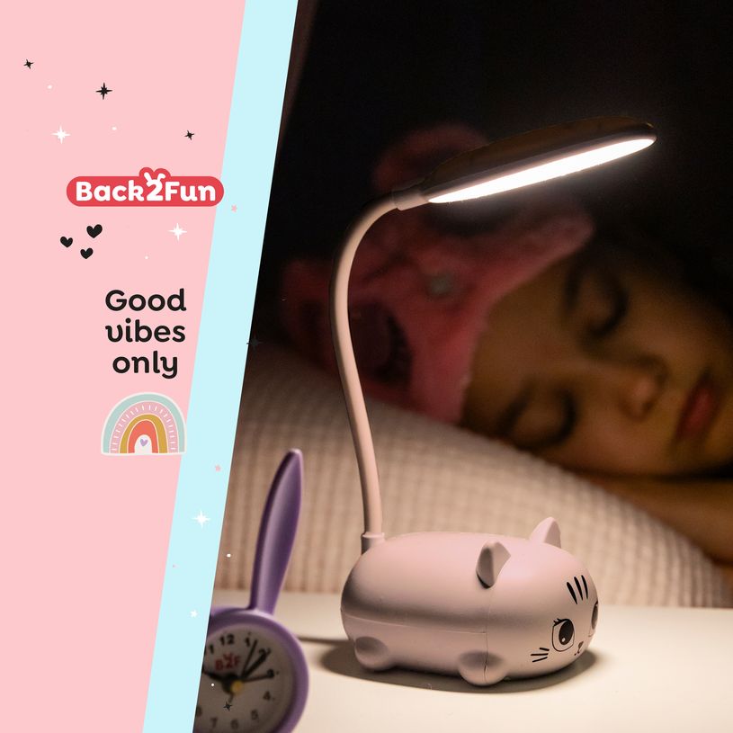 8422593133361-Back2Fun -  Mini lampe chat pour enfants -  LED douce -  col flexible -  idéale pour étudier ou comme--5