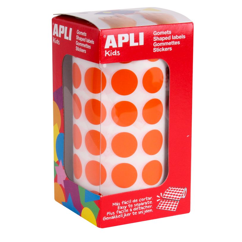 8410782114833-APLI kids - Adhésif décoratif - rond - diamètre 15 mm - 59 feuilles - orange - permanent - papier (p--0