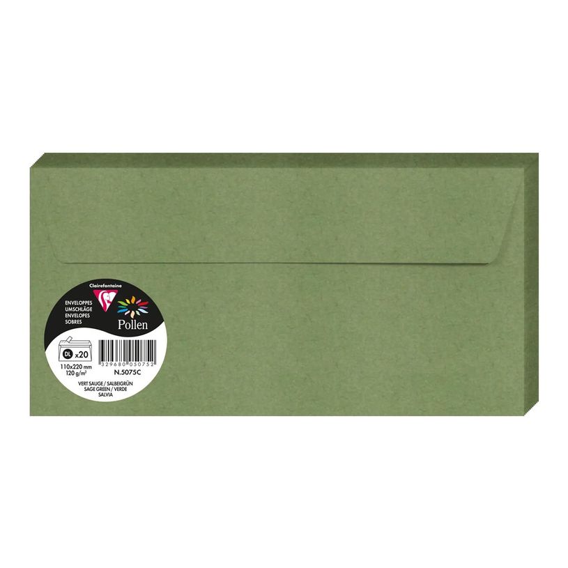 3329680050752-Clairefontaine Pollen - Enveloppe - DL (110 x 220 mm) - portefeuille - côté ouvert - auto-adhésif (peler et sceller) - imprim-P_405245127_2-1