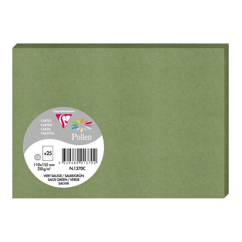 3329680013702-Clairefontaine Pollen - Papier - 155 x 111 mm - 25 feuilles - salvia - 210 g/m²-P_405245129_1-0