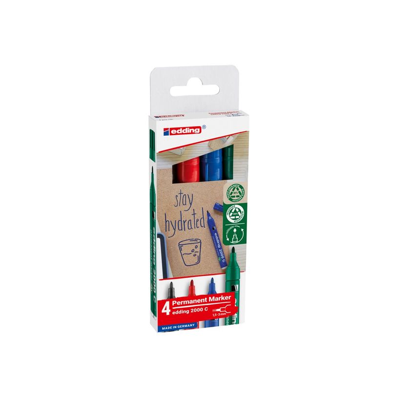 4057305072320-edding - Set de 4 Marqueurs permanents en Aluminium recyclé e-2000C Assortis - Pointe Ogi-P_405245209_1-7