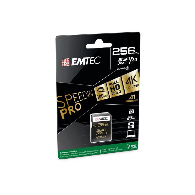 3126170155245-EMTEC SpeedIN' PRO - Carte mémoire flash - 256 Go - Video Class V30 / UHS-I U3 / Class10 -P_405245568_3-2