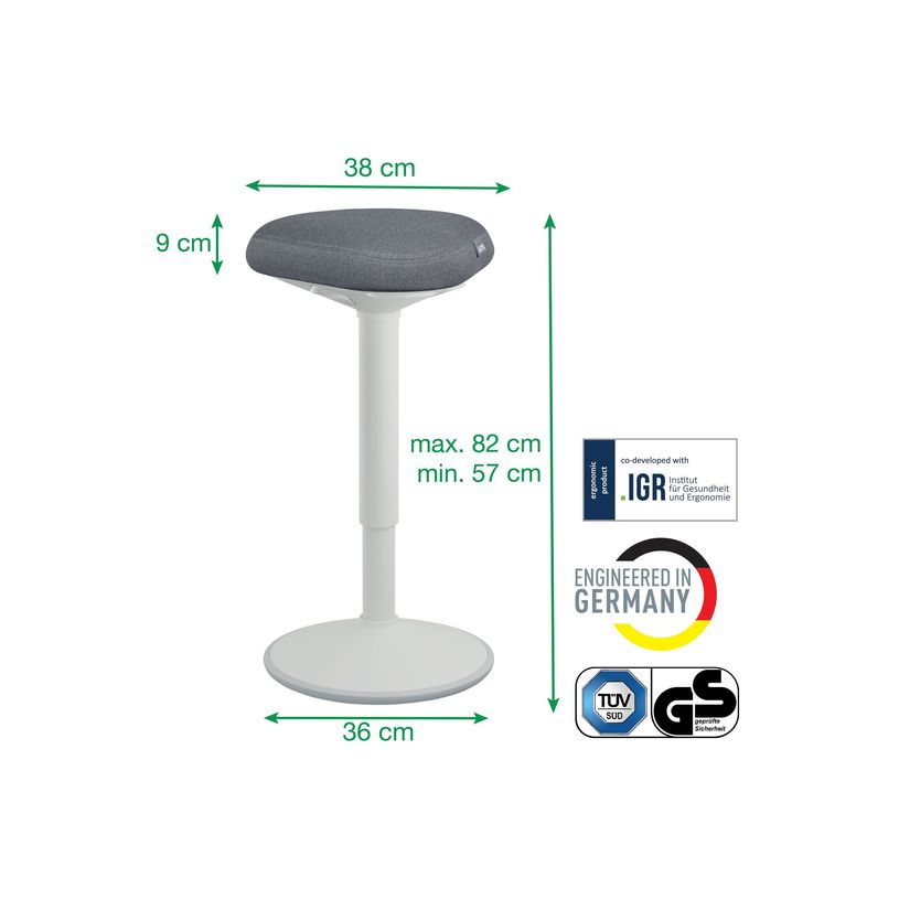 4002432138425-Leitz Ergo - Tabouret ergonomique - 57-82 cm - Gris clair-P_405245714_1-5