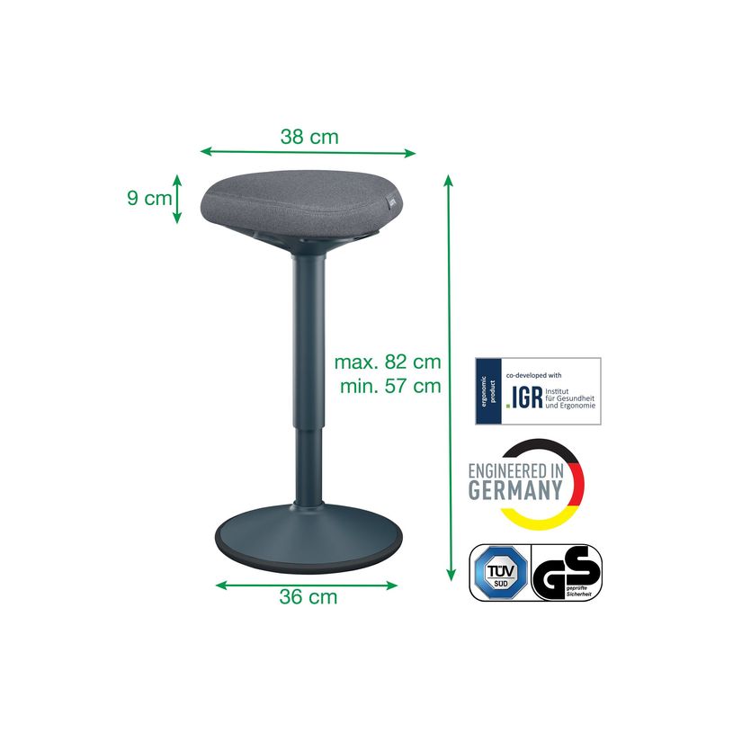 4002432138432-Leitz Ergo - Tabouret ergonomique - 57-82 cm - Gris foncé-P_405245715_1-5