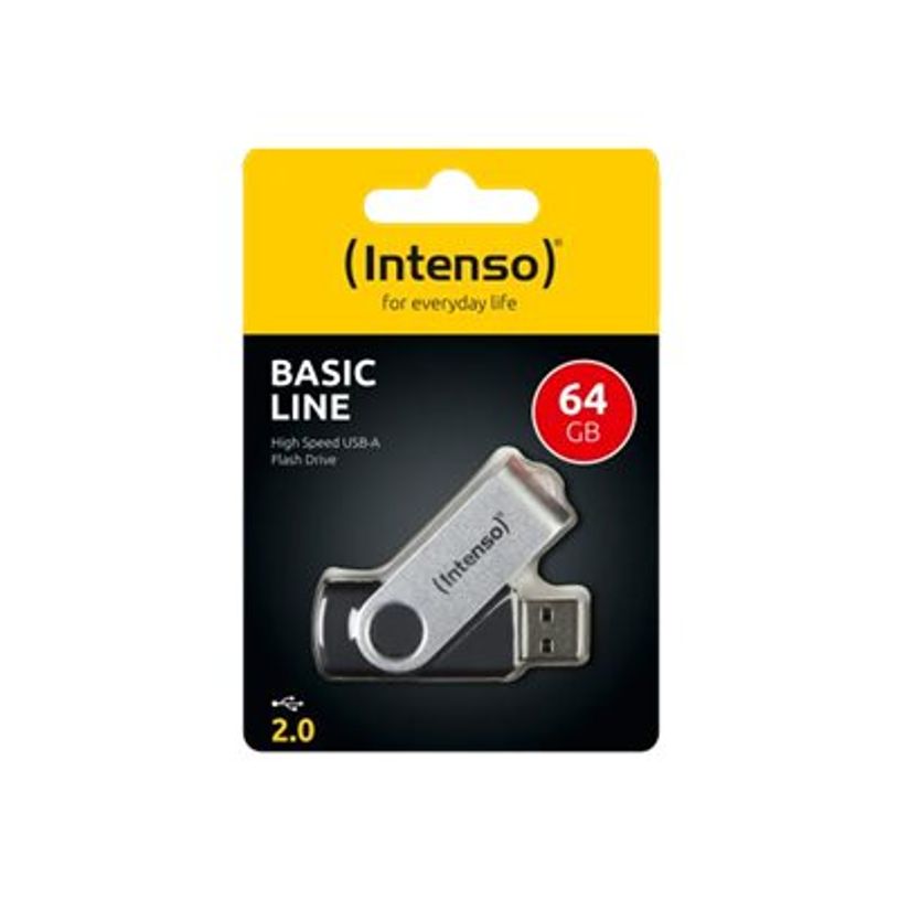 4034303022823-Intenso Basic Line - Clé USB - 64 Go - USB 2.0 - noir, argent-P_405245863_1-1