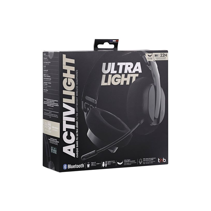 3303170121184-T'nB ACTIVLIGHT - Micro-casque sans fil - jack 3,5mm, USB-A, USB-C - noir-P_405245902_2-3