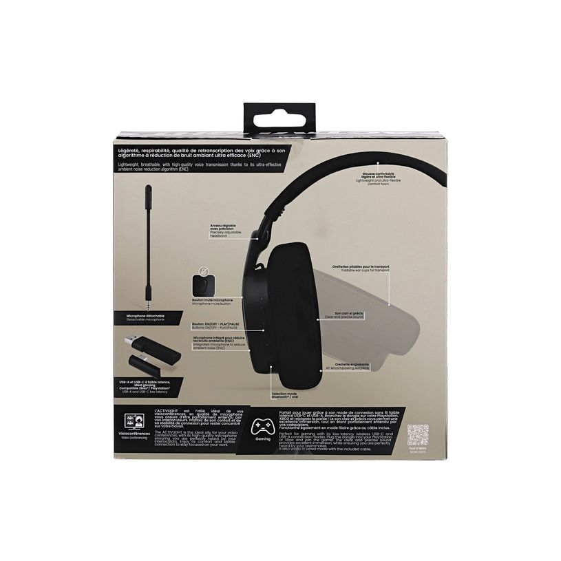 3303170121184-T'nB ACTIVLIGHT - Micro-casque sans fil - jack 3,5mm, USB-A, USB-C - noir-P_405245902_4-4