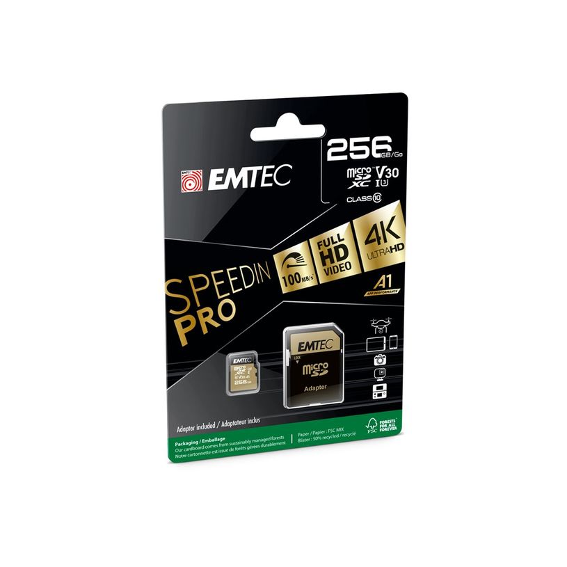 3126170164971-Emtec - MicroSD UHS-I U3 A1, A2 SpeedIN Pro - 256 Go-P_405245909_2-2
