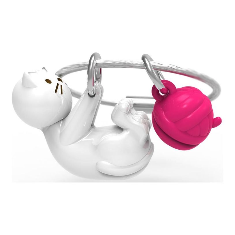 5404006040087-Metalmorphose - Porte-clés - chat blanc et sa pelote de laine-P_405245953_1-0