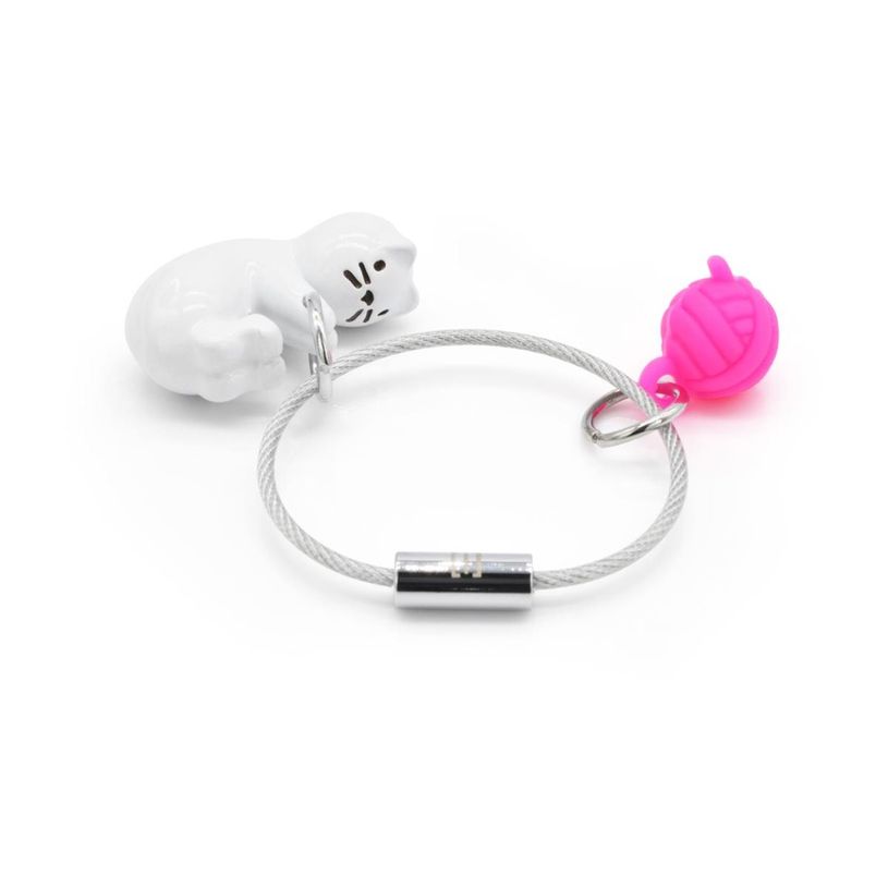 5404006040087-Metalmorphose - Porte-clés - chat blanc et sa pelote de laine-P_405245953_2-2