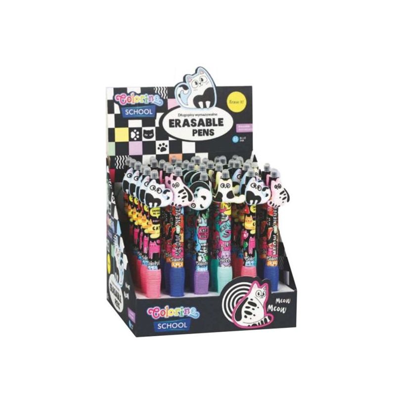 5903686380440-Colorino School - Stylo à bille effaçable chat - encre gel - bleu - avec gomme-P_405246322_1-0