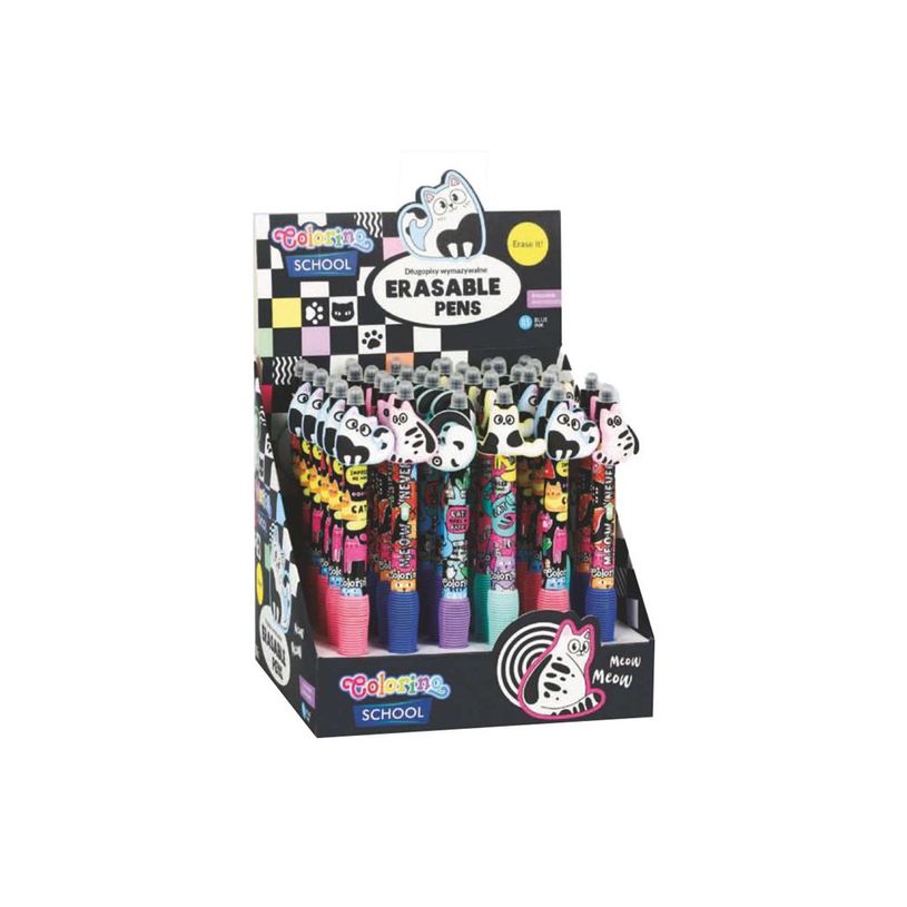 5903686380440-Colorino School - Stylo à bille effaçable chat - encre gel - bleu - avec gomme-P_405246322_3-1