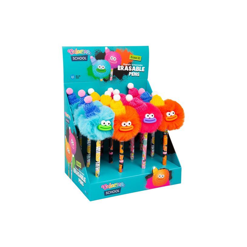 5903686380518-Colorino School - Stylo à bille effaçable pompon chapeau - encre gel - bleu - avec gomme-P_405246332_6-1