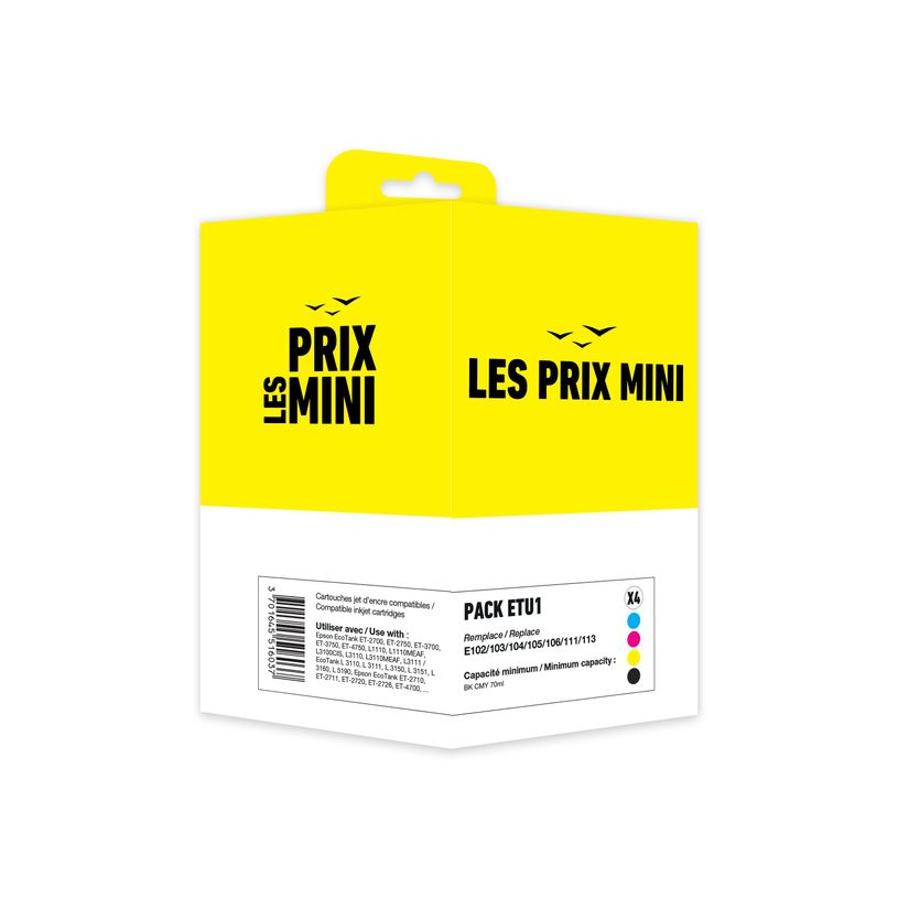 3701645516037-Cartouche compatible Epson EcoTank 102 - pack de 4 - noir, jaune, cyan, magenta - Les prix-P_405246728_1-0