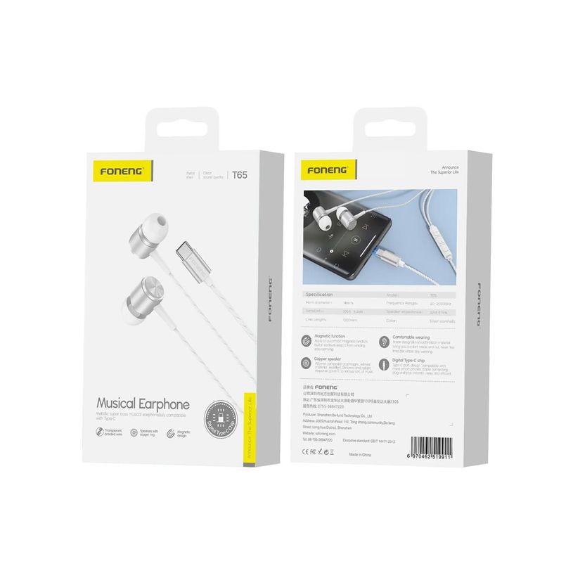 6970462519911-FONENG T65 - Écouteurs filaire - USB-C - argent-P_405246737_3-1