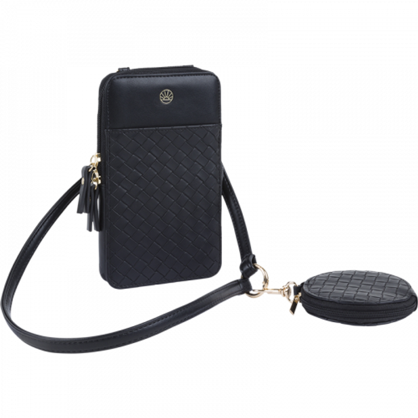 3664447203928-Oberthur Lisbonne - Sac Téléphone Noir – Petit Sac Bandoulière Élégant Mix-Matière, Porte-Monnaie Am-P_405246753_1-0