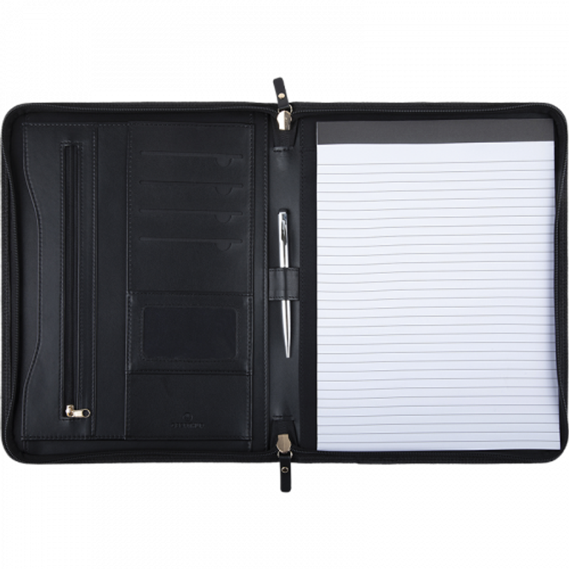 3664447203775-Oberthur Lisbonne - Conférencier A4 Zippé Noir – Élégant en Mix-Matière Tressé/Lisse avec Stylo Tactile et B-P_405246761_2-1