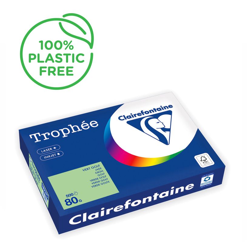 3329680004816-Clairefontaine Trophée - Papier couleur - A3 (297 x 420 mm) - 80 g/m² - 500 feuilles - vert jade--0