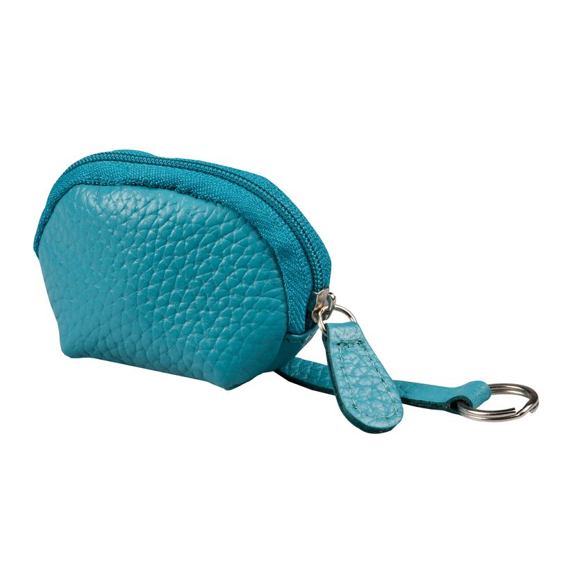 3338805010427-Quo Vadis - Mini porte-clés/porte-monnaie - Goya - Bleu - 7,5x4x7 cm - Cuir pleine fleur de vachette--0