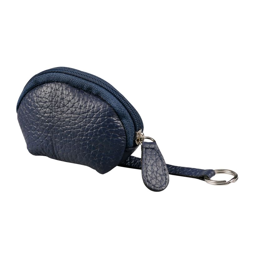 3338805005607-Quo Vadis - Mini porte-clés/porte-monnaie - Goya - Bleu - 7,5x4x7 cm - Cuir pleine fleur de vachette--0