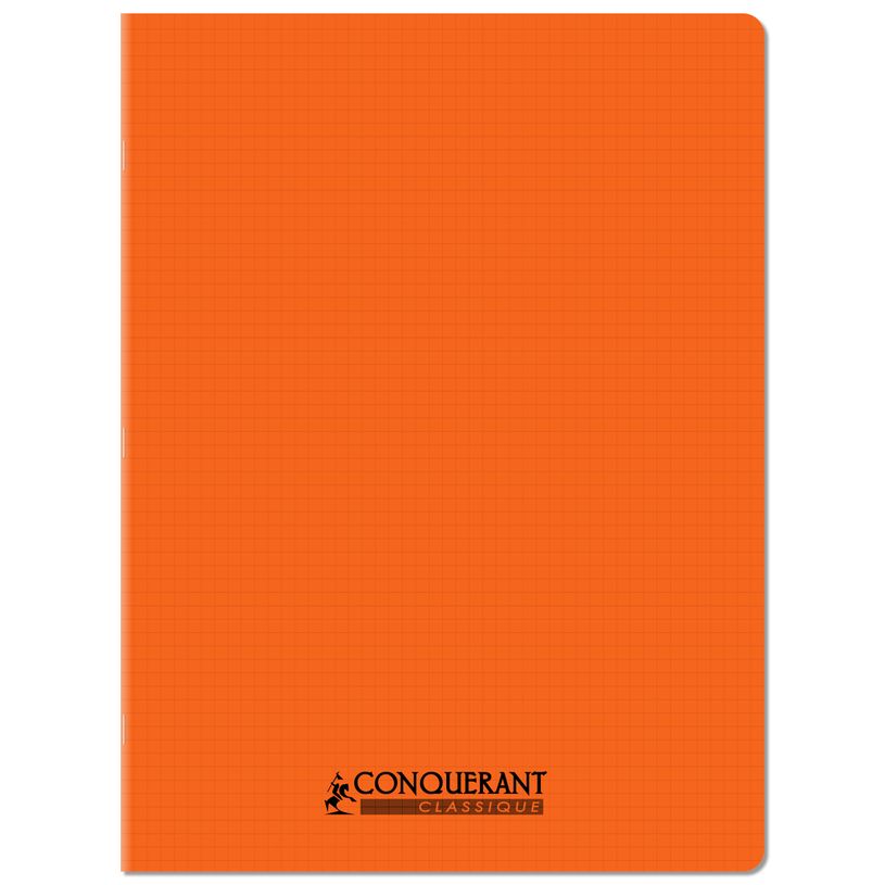 3020120259109-Conquérant Classique - Cahier polypro 24 x 32 cm - 96 pages - petits carreaux (5x5) - Orange--0
