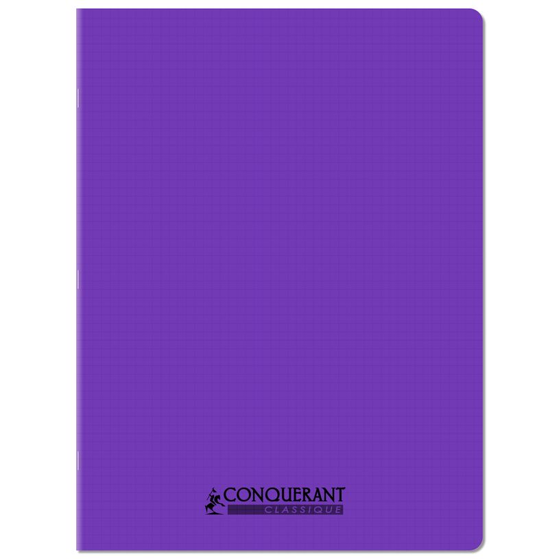3020120259147-Conquérant Classique - Cahier polypro 24 x 32 cm - 96 pages - petits carreaux (5x5) - Violet--0