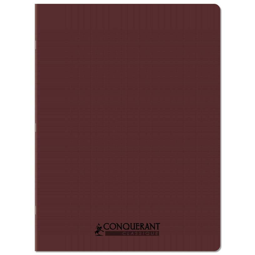 3020120254968-Conquérant Classique - Cahier polypro 24 x 32 cm - 96 pages - Grands Carreaux ( Seyès) - Marron--0