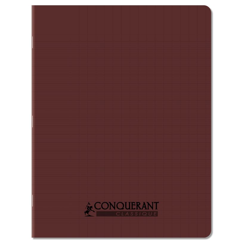 3020120254999-Conquérant Classique - Cahier polypro 17x22 cm - 96 pages - Grands Carreaux ( Seyès) - Marron--0