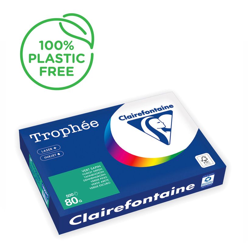 3329680005110-Clairefontaine Trophée - Papier couleur - A3 (297 x 420 mm) - 80 g/m² - 500 feuilles - vert forêt--0