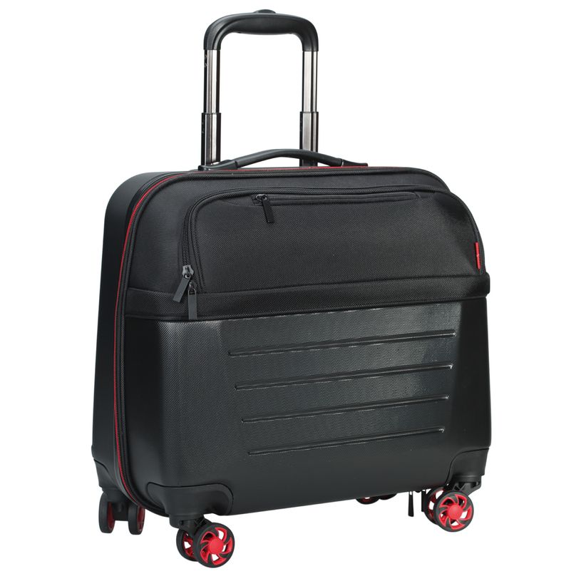 3173740252033-Trolley à 4 roulettes coque ABS SIGN coloris noir & rouge --0