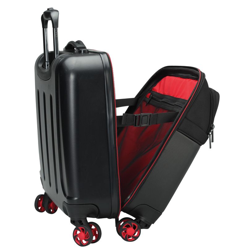 3173740252033-Trolley à 4 roulettes coque ABS SIGN coloris noir & rouge --2